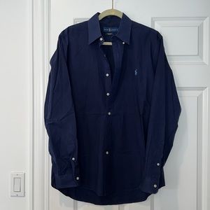 Ralph Lauren 100% Cotton Stretch Navy Button Down